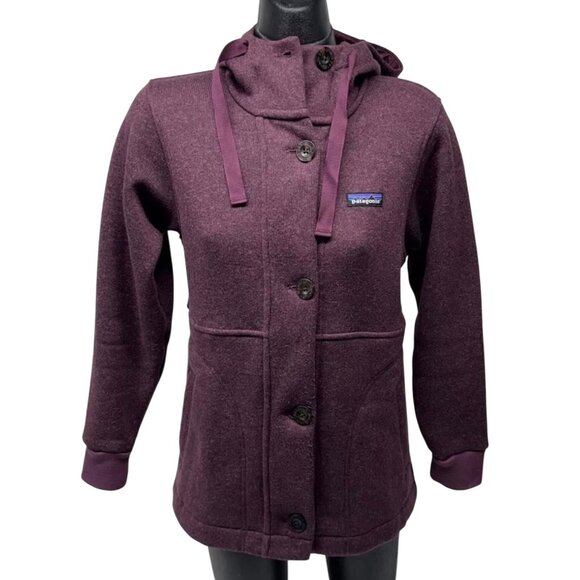Patagonia Women's Hooded Jacket Size XSmall Wool Blend Purple - Picture 1 of 11